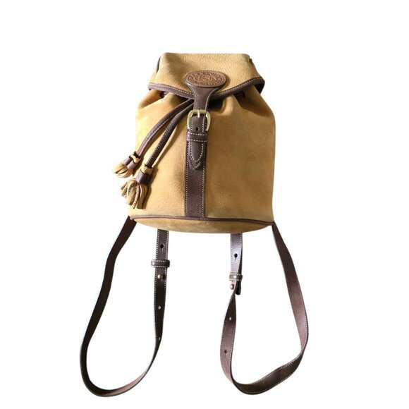 Vintage Dooney & Bourke Nubuc Suede Backpack USA Tassel AWL Tan Leather - Picture 8 of 16